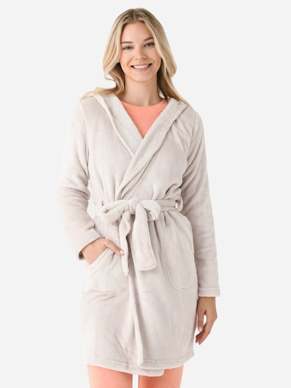 Blush Pink Plush Robe - Picture 2 of 4